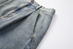 ERROR CODE ROBOT Washed Curved Pleated- Knee Jeans