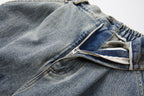 ERROR CODE ROBOT Washed Curved Pleated- Knee Jeans