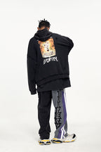 ULIPERY Distressed USB Graphic Hoodie