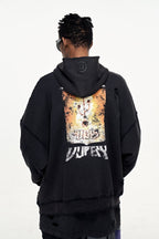 ULIPERY Distressed USB Graphic Hoodie