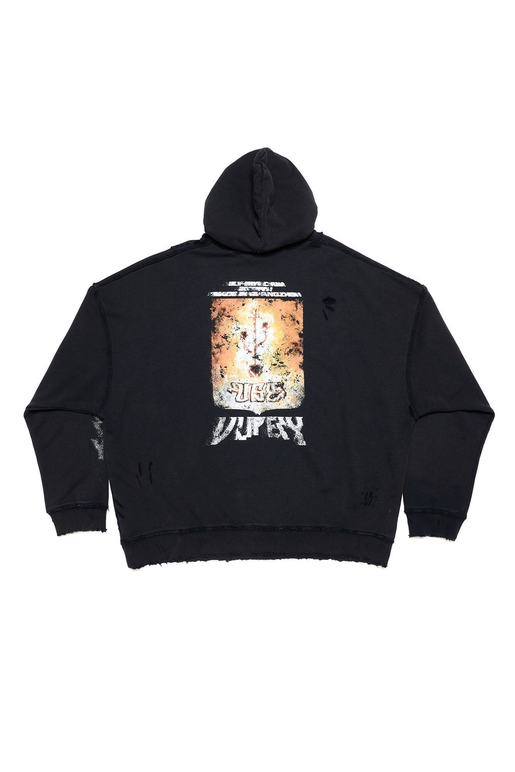 ULIPERY Distressed USB Graphic Hoodie