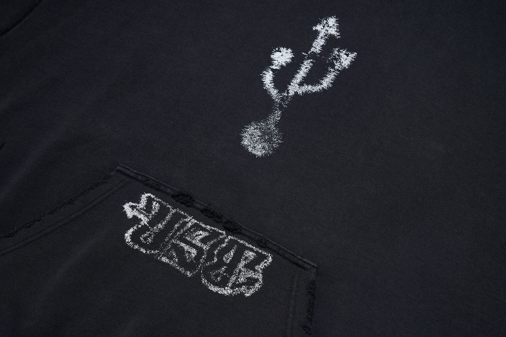 ULIPERY Distressed USB Graphic Hoodie
