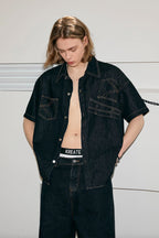 KREATE Inverted Denim Deconstructed Half Shirt