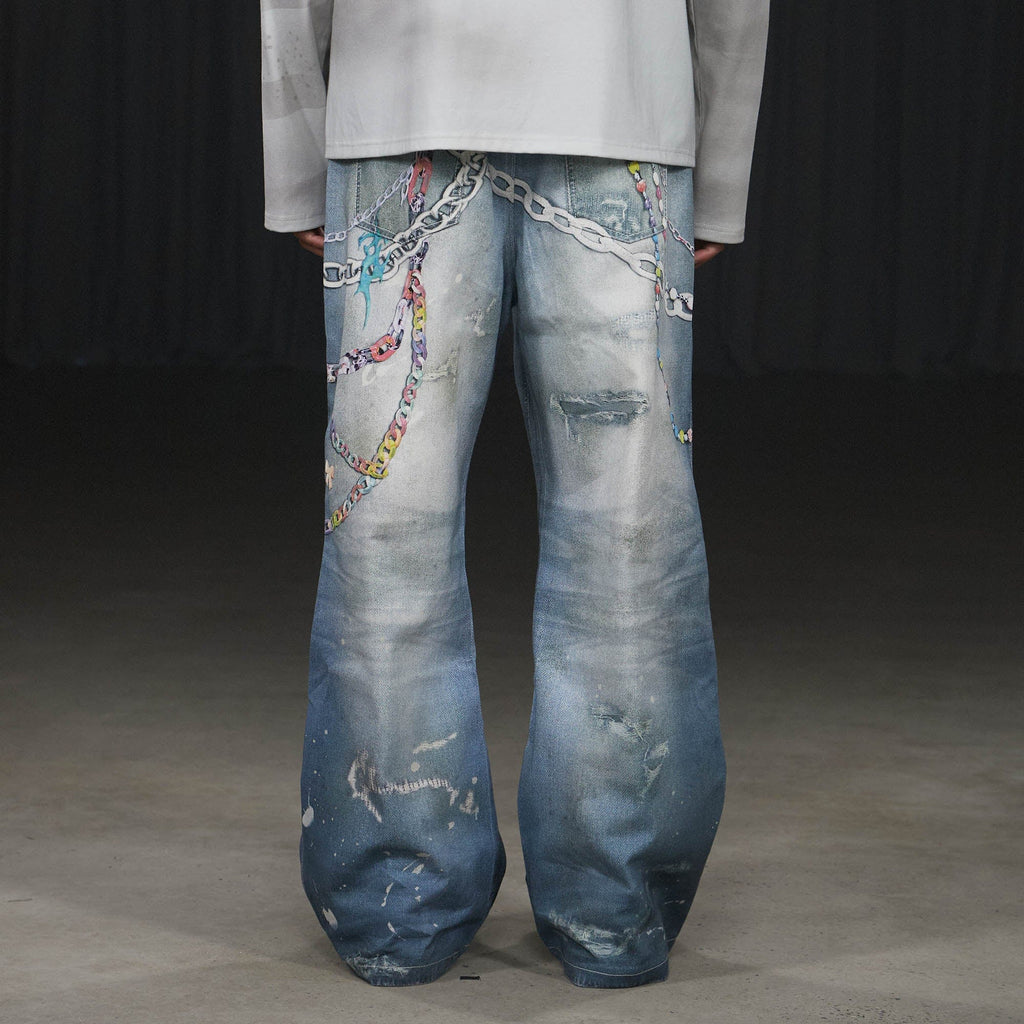 DND4DES Cartoon Chain Wide-Leg Jeans