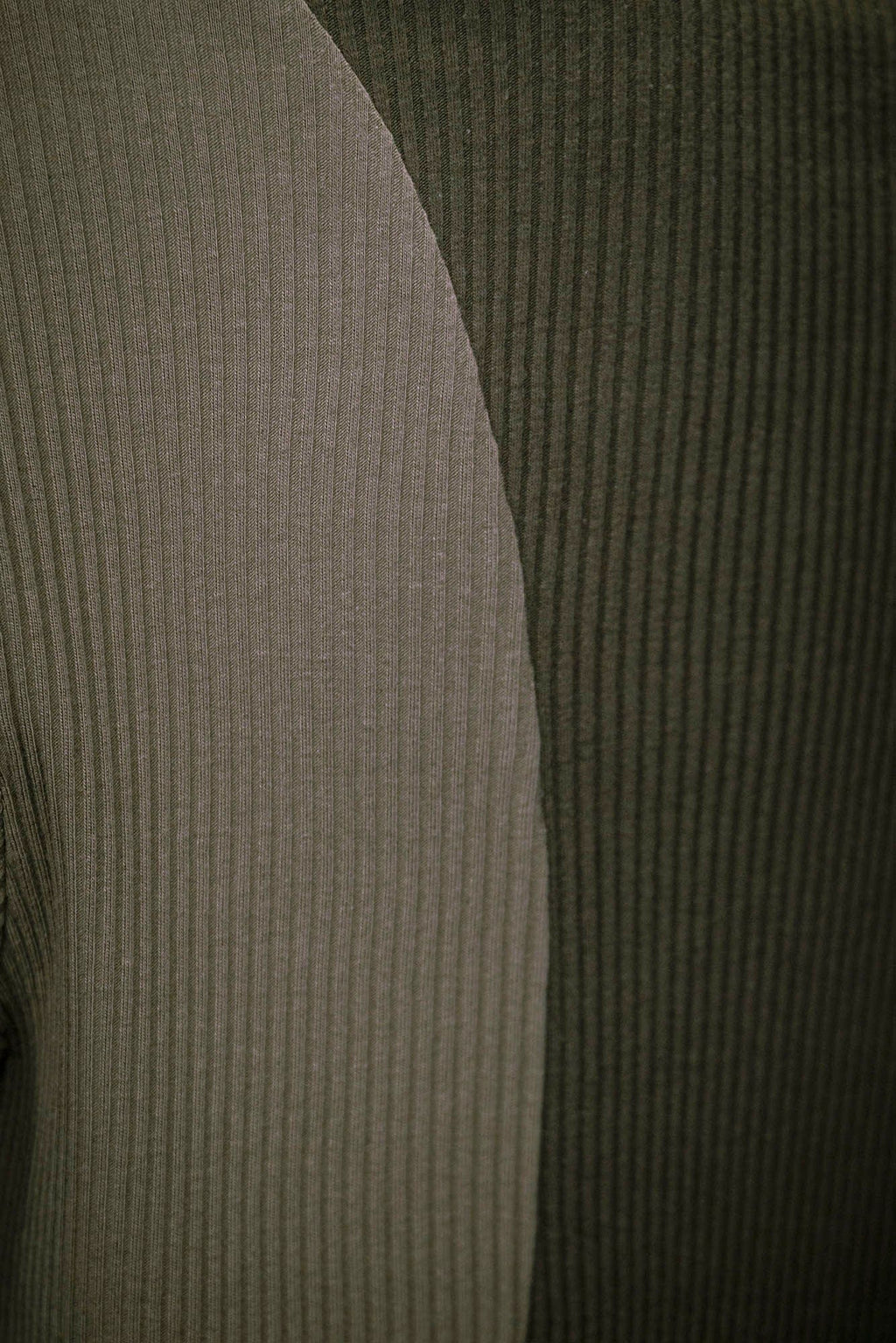 XIPHEVIL Ribbed Paneled Turtleneck Long-Sleeve Tee Green