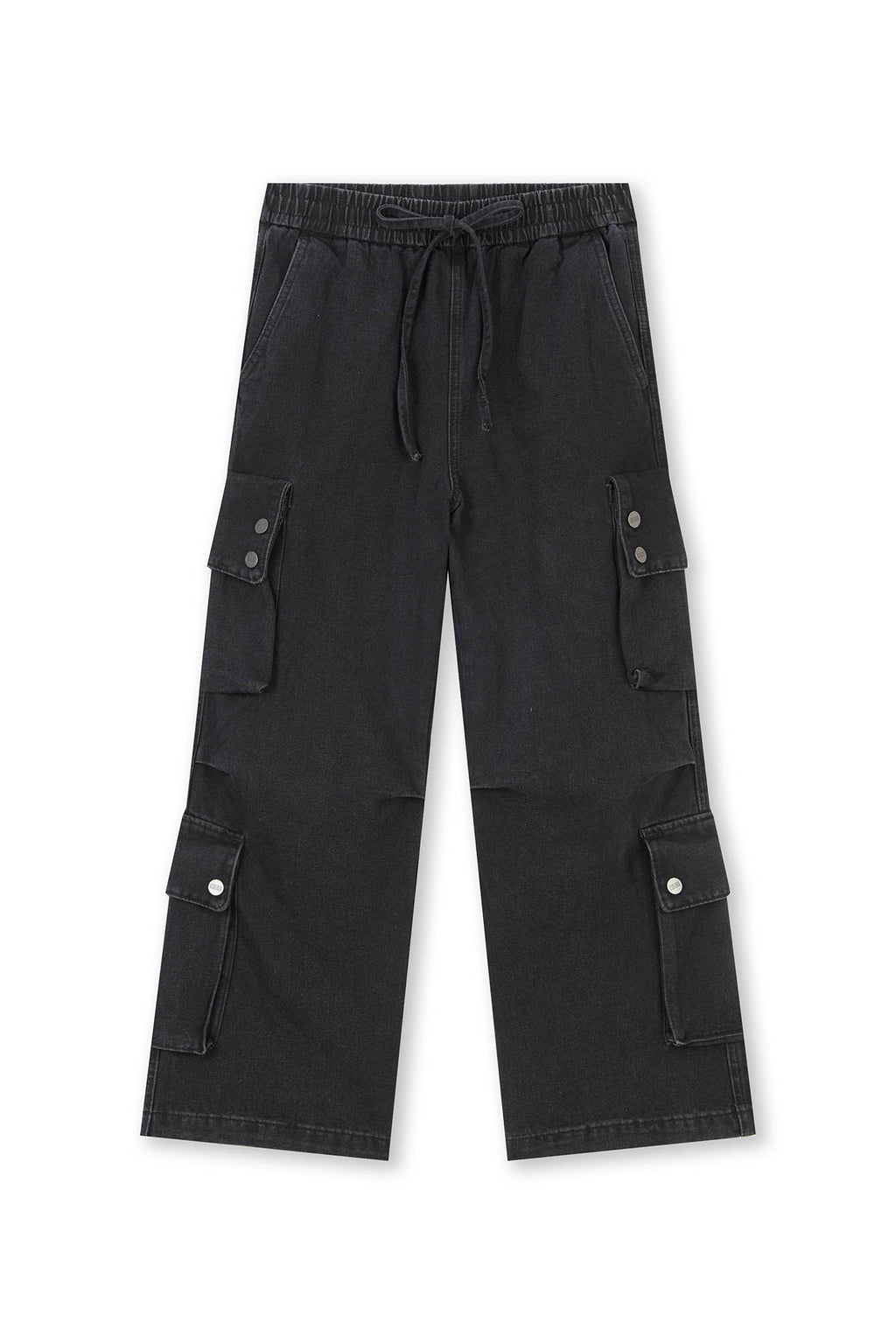BONELESS Distressed Multi-Pocket Drawstring Cargo Jeans