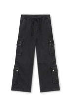 BONELESS Distressed Multi-Pocket Drawstring Cargo Jeans