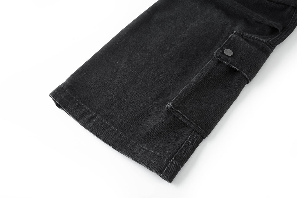 BONELESS Distressed Multi-Pocket Drawstring Cargo Jeans