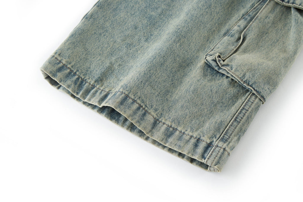 BONELESS Distressed Multi-Pocket Drawstring Cargo Jeans