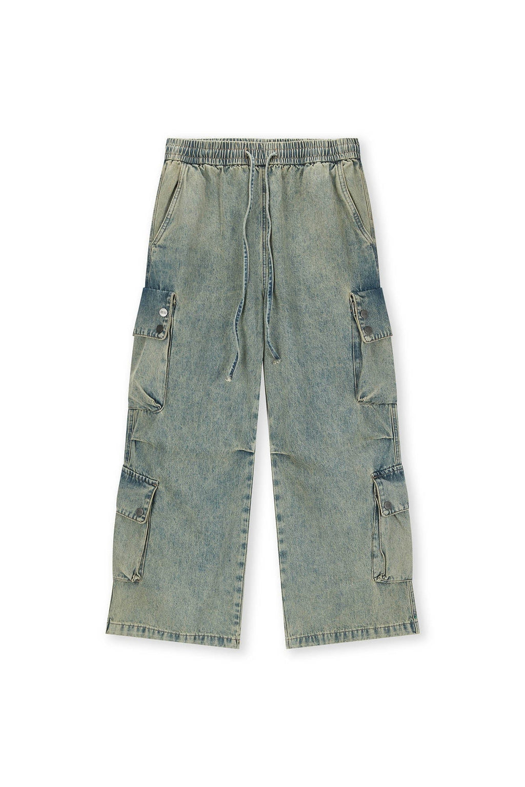 BONELESS Distressed Multi-Pocket Drawstring Cargo Jeans
