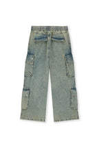 BONELESS Distressed Multi-Pocket Drawstring Cargo Jeans