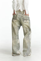 DND4DES×Faychui Distressed Gem&Lace Jeans