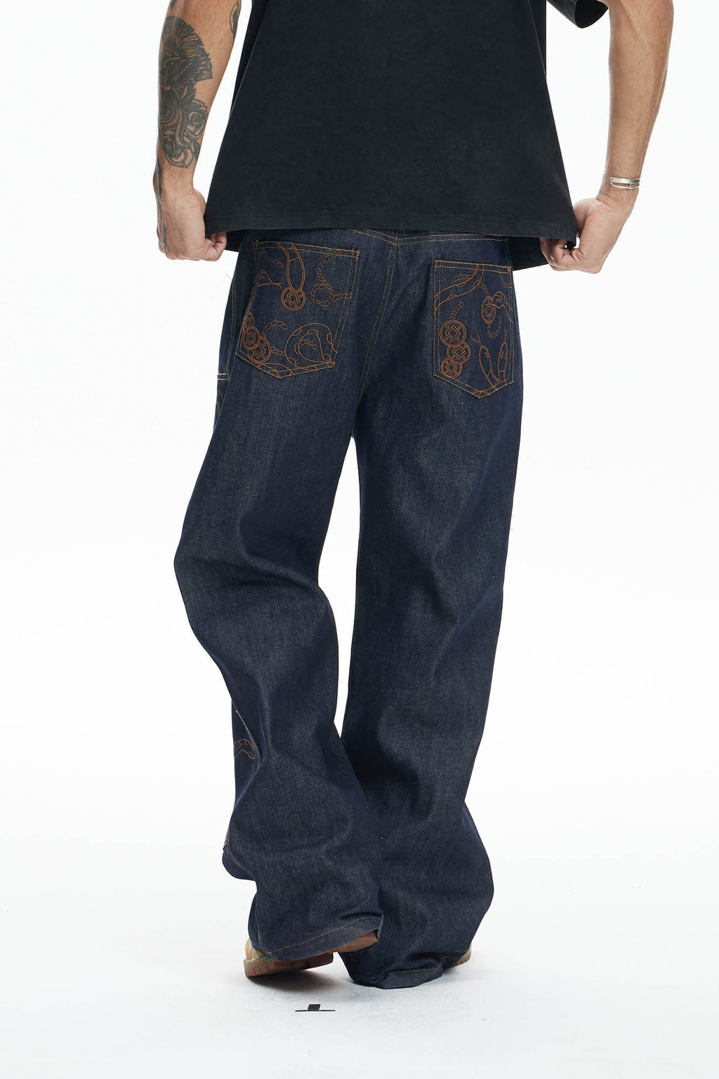 DND4DES Embroidered Snake Double Knee Jeans