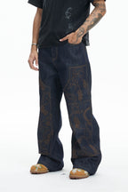 DND4DES Embroidered Snake Double Knee Jeans