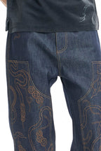DND4DES Embroidered Snake Double Knee Jeans