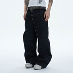 DND4DES Asymmetric Button-Fly Spliced Baggy Jeans
