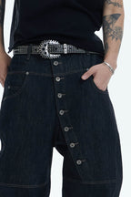 DND4DES Asymmetric Button-Fly Spliced Baggy Jeans