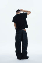 DND4DES Asymmetric Button-Fly Spliced Baggy Jeans