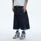 DND4DES Star-Rivet Harness-Layered Denim Shorts
