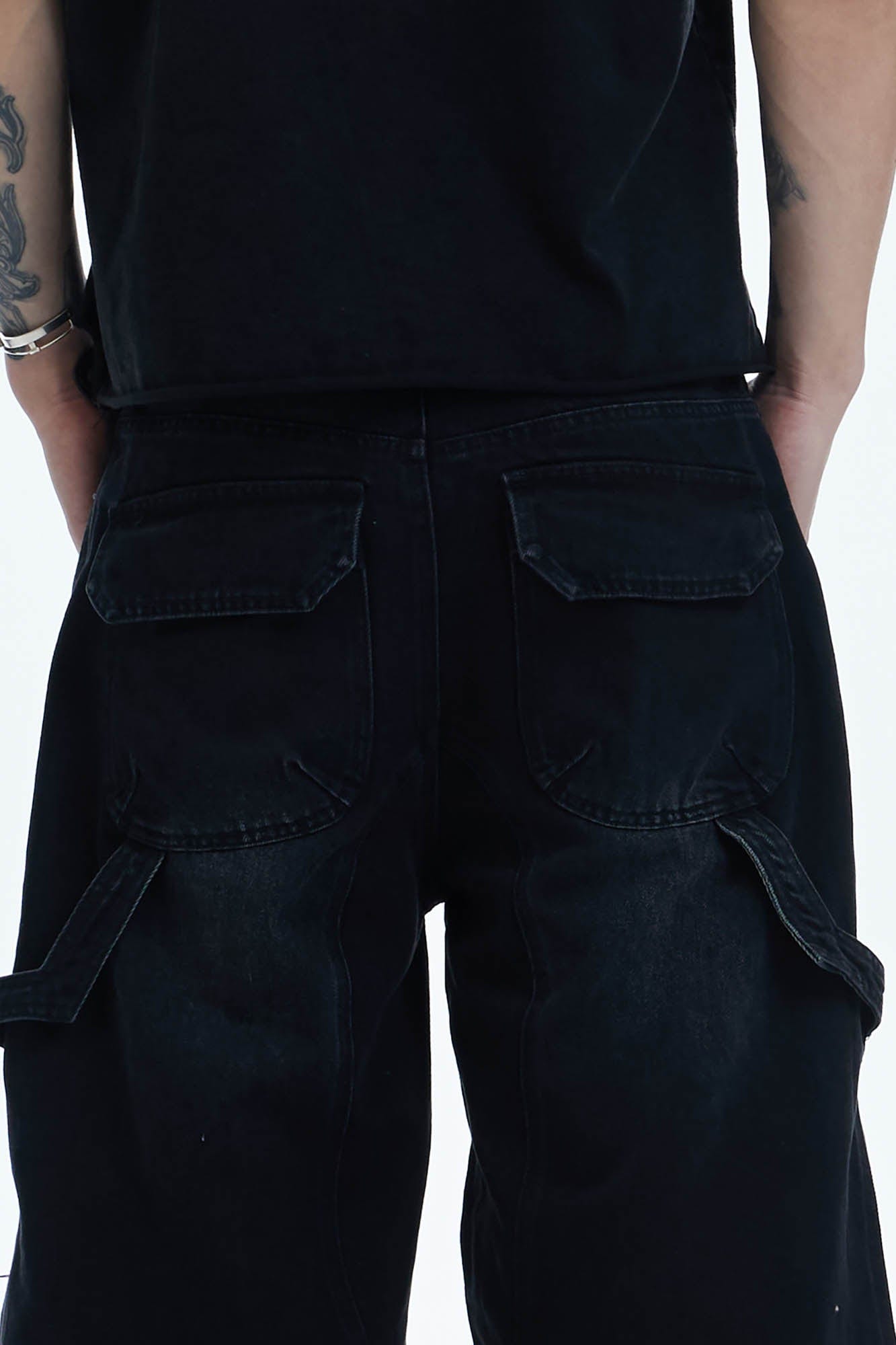 DND4DES Shredded Rivet-Paneled Baggy Jeans