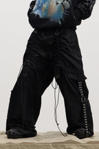 DND4DES Drawstring Ruched Coated Cargo Jeans