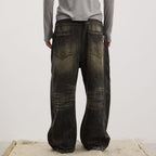 DND4DES Asymmetric Button-Fly Panel Washed Jeans