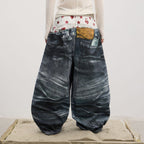 DND4DES Trompe-l'œil Double-Waist Baggy Jeans