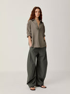 OPICLOTH Retro Curved-Cut Tailored Pants