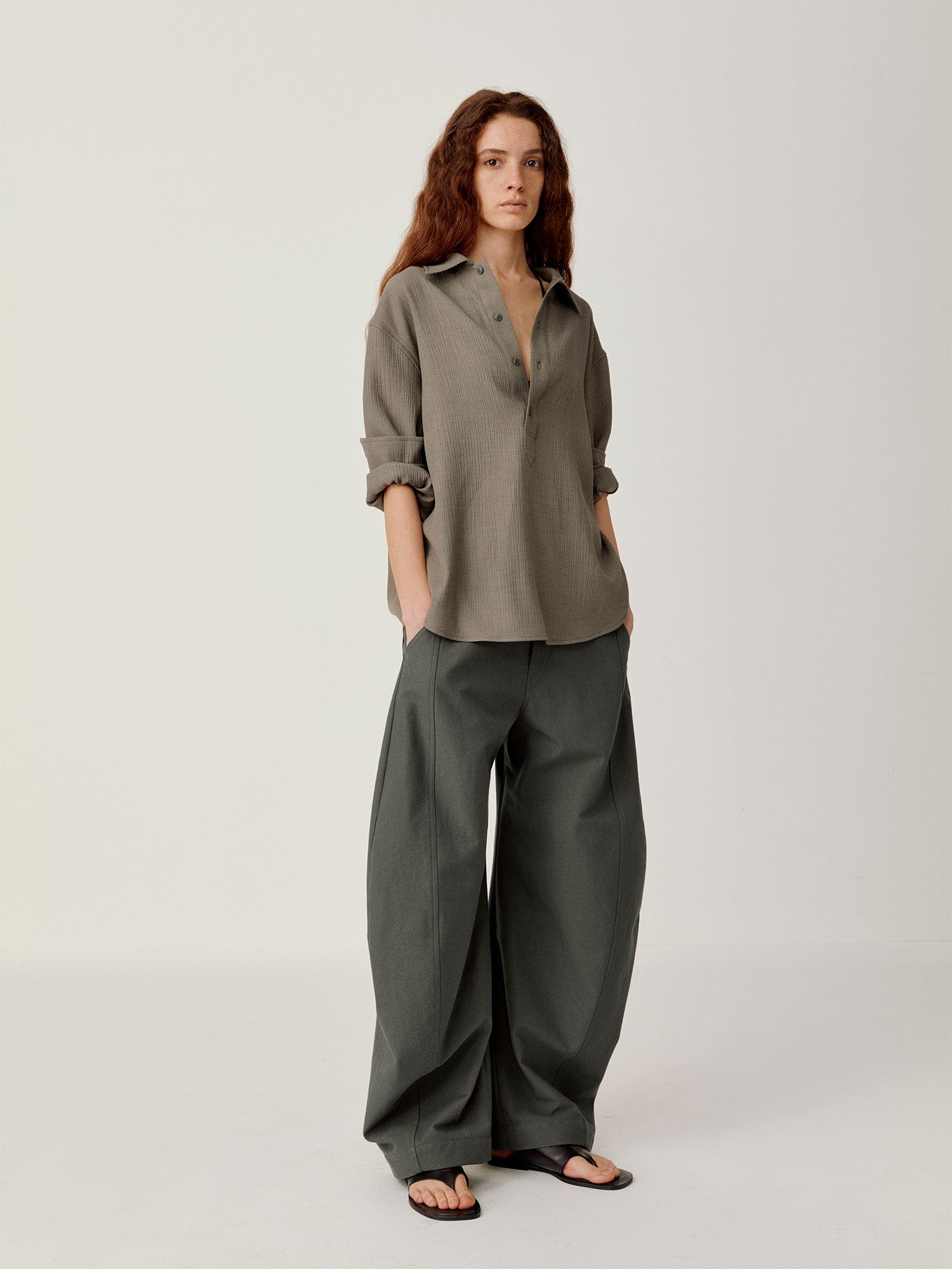 OPICLOTH Retro Curved-Cut Tailored Pants