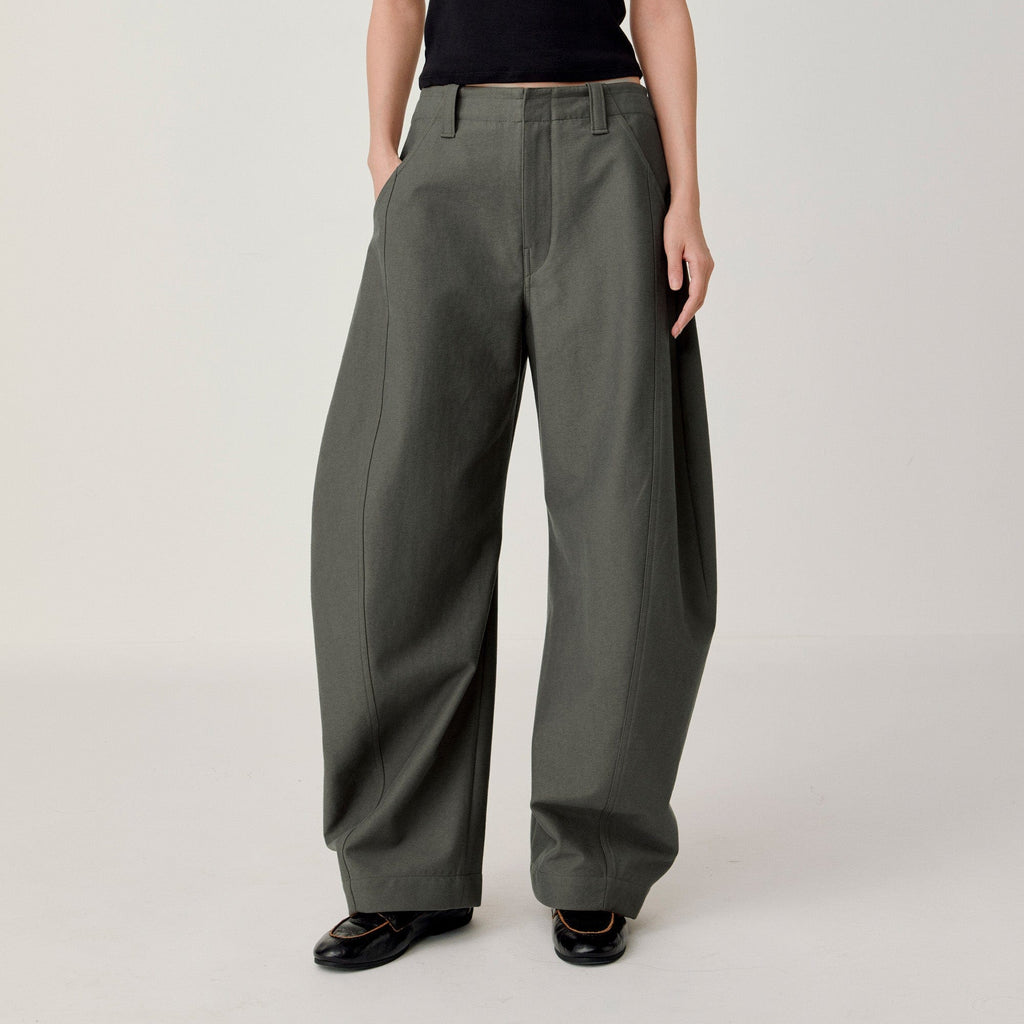 OPICLOTH Retro Curved-Cut Tailored Pants