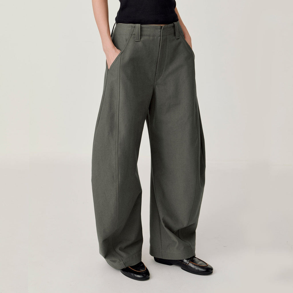 OPICLOTH Retro Curved-Cut Tailored Pants