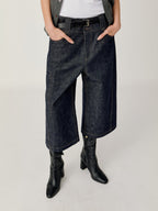 OPICLOTH Essential Stitched Cropped Raw Jeans