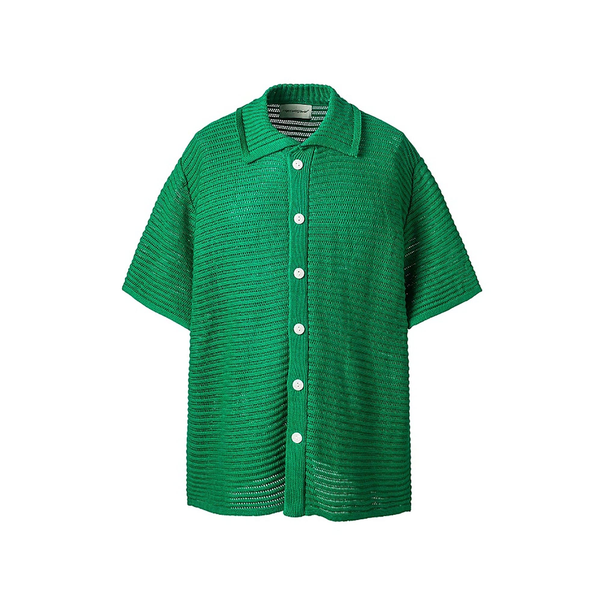 ME DA IGUAL Essential Striped Mesh Button-Up Half Shirt