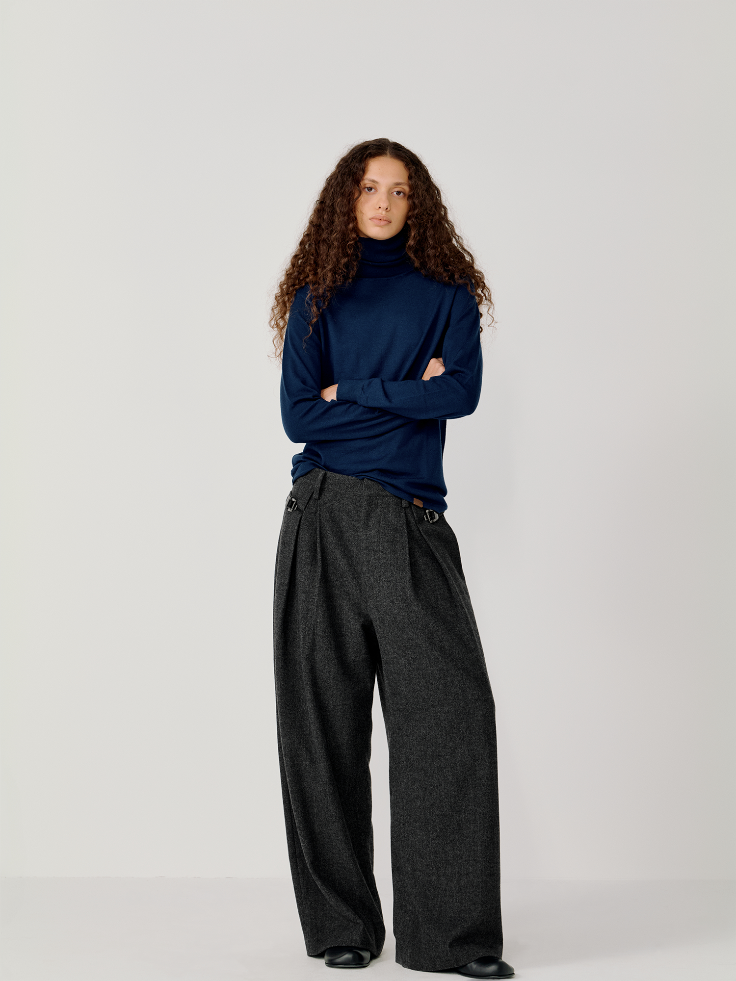 OPICLOTH Herringbone Pleated Wool-Blend Trousers