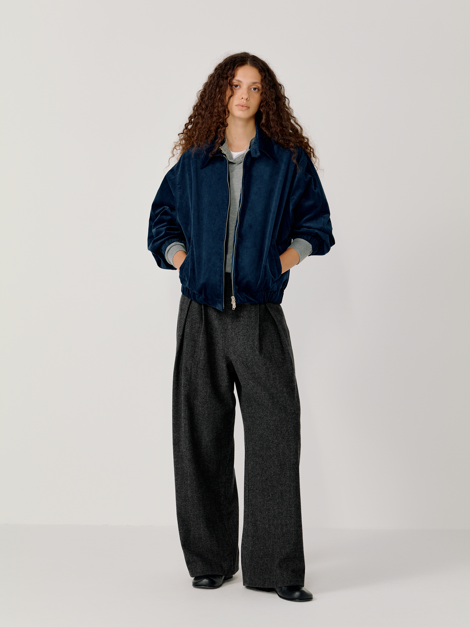 OPICLOTH Herringbone Pleated Wool-Blend Trousers