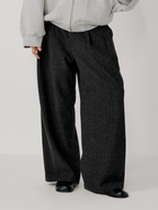 OPICLOTH Herringbone Pleated Wool-Blend Trousers