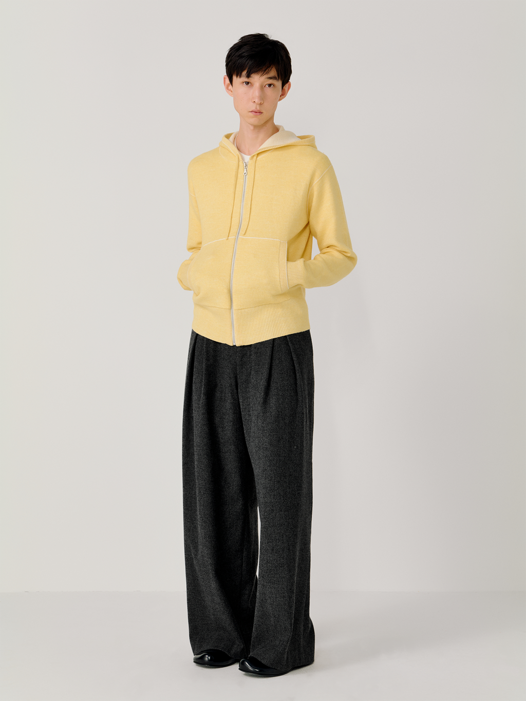 OPICLOTH Herringbone Pleated Wool-Blend Trousers