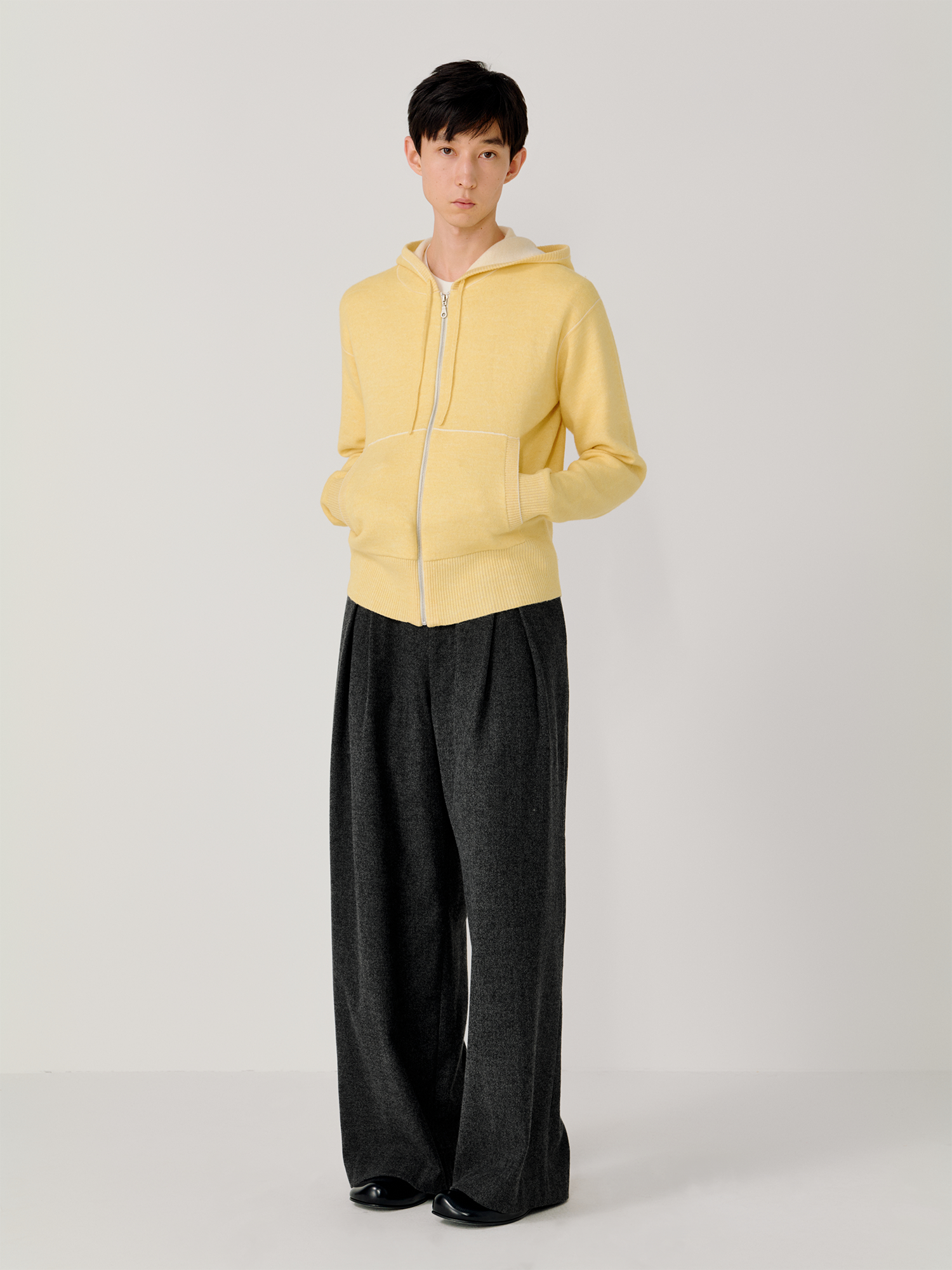 OPICLOTH Herringbone Pleated Wool-Blend Trousers