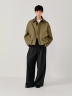 OPICLOTH Herringbone Pleated Wool-Blend Trousers
