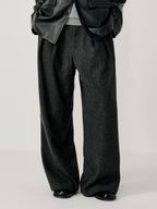 OPICLOTH Herringbone Pleated Wool-Blend Trousers