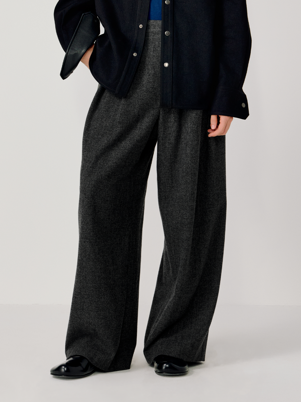 OPICLOTH Herringbone Pleated Wool-Blend Trousers