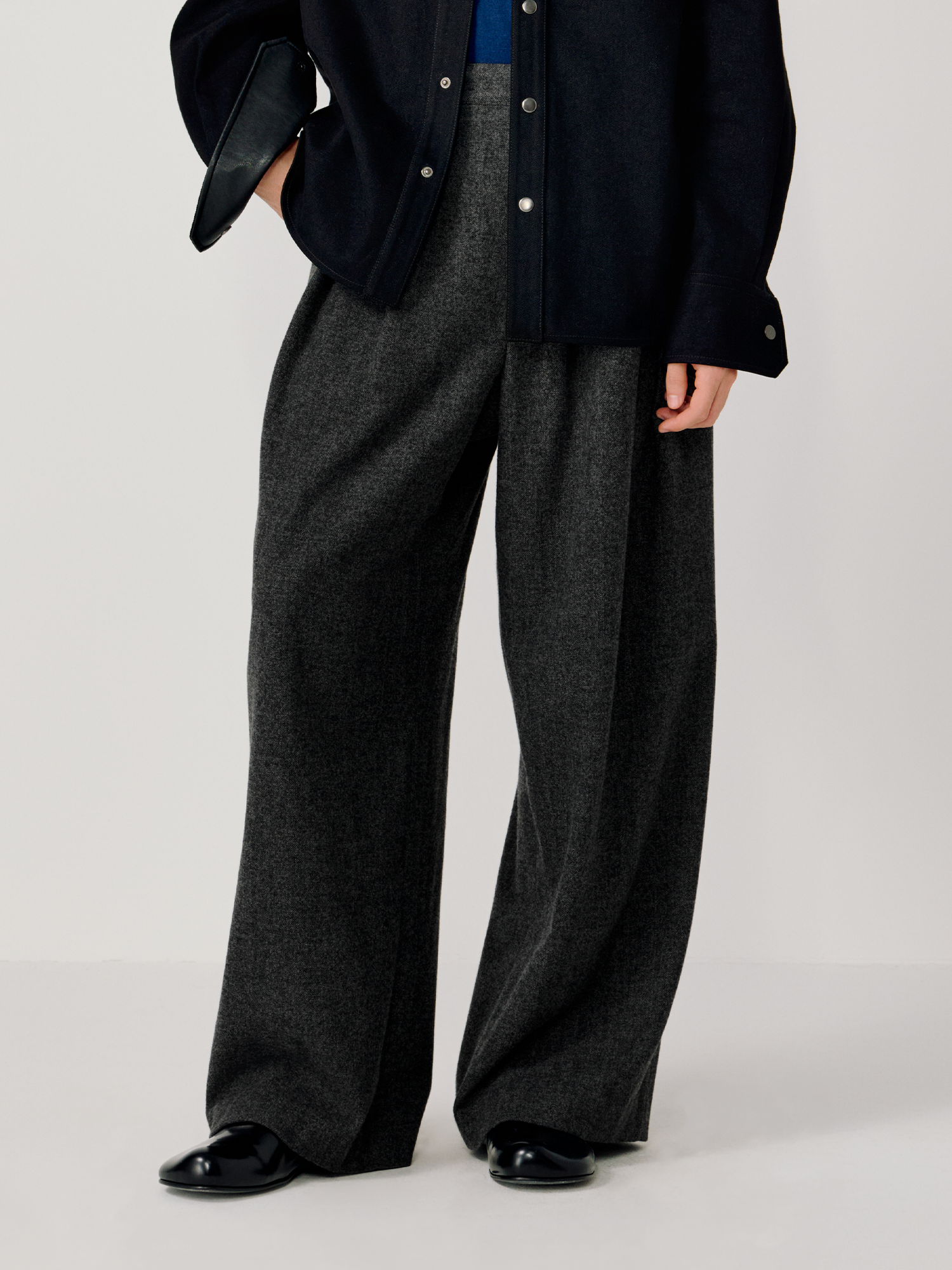 OPICLOTH Herringbone Pleated Wool-Blend Trousers