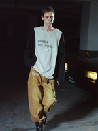 RICHILL Washed Slogan Embroidery Dual-Button Jeans