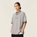 OVDY Layered Plaid Panel Mock Shirt T-Shirt