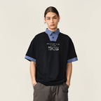 OVDY Layered Plaid Panel Mock Shirt T-Shirt