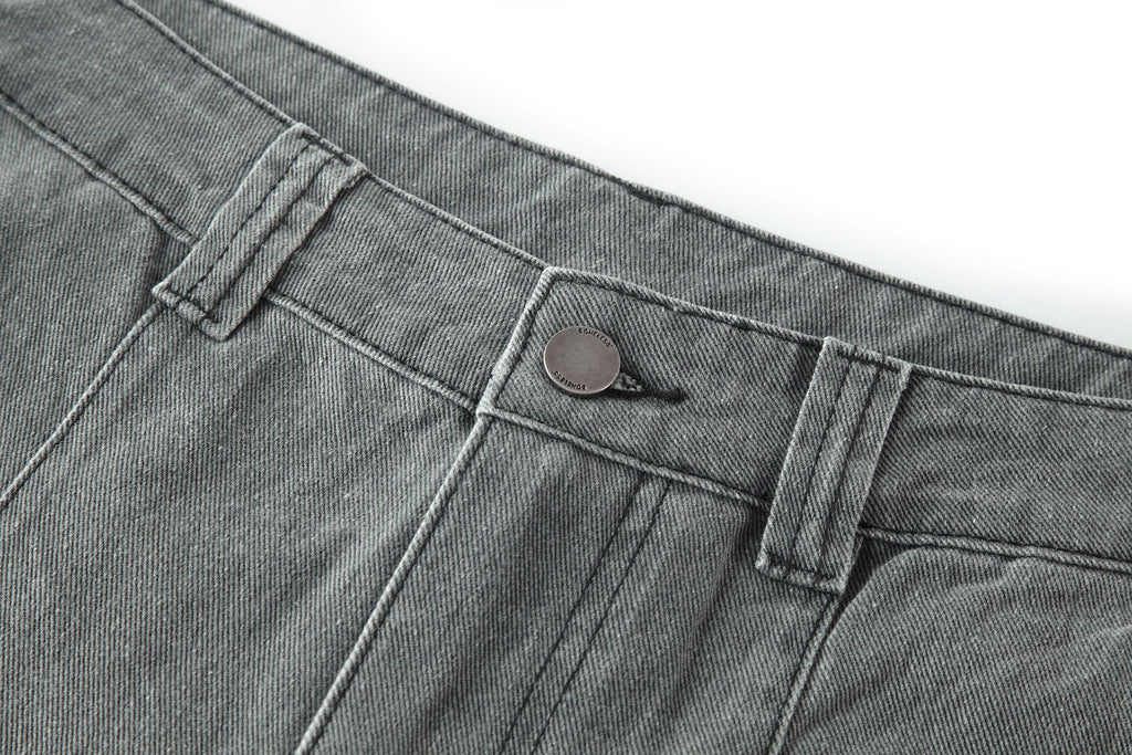 BONELESS Washed Sprinkle Pleated Knee Cargo Jeans
