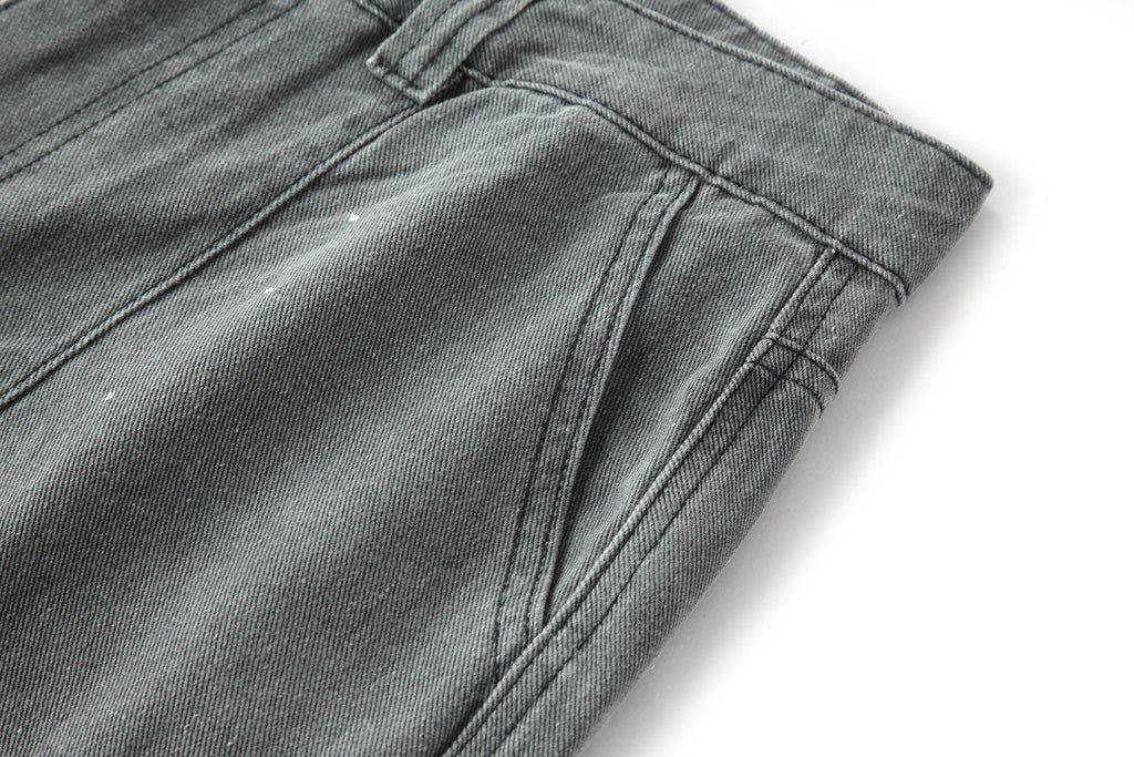 BONELESS Washed Sprinkle Pleated Knee Cargo Jeans