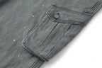BONELESS Washed Sprinkle Pleated Knee Cargo Jeans