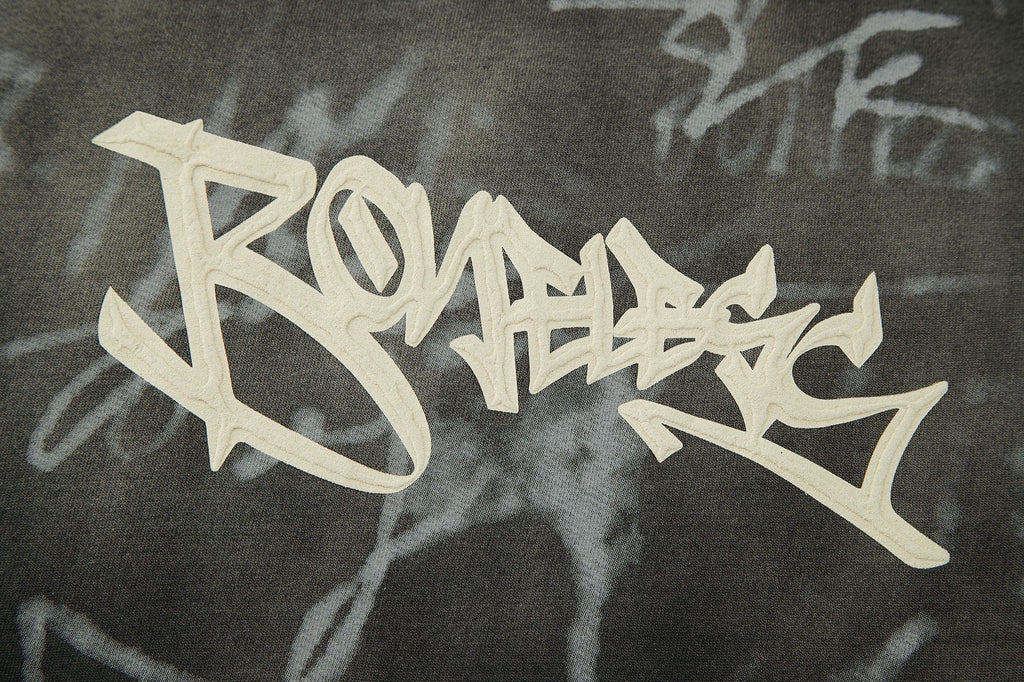 BONELESS Graffiti Distressed Washed T-Shirt
