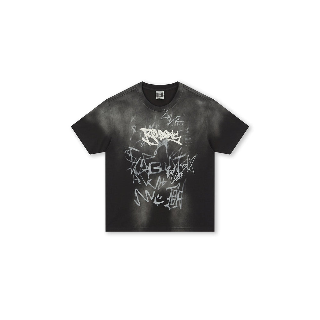 BONELESS Graffiti Distressed Washed T-Shirt